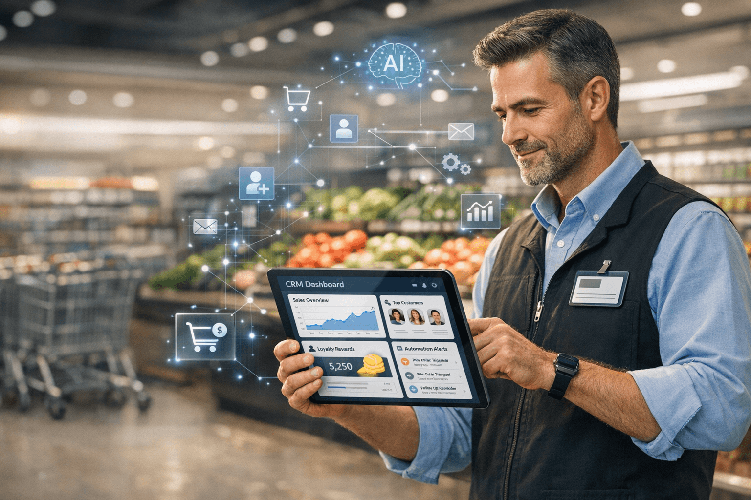 employee using Grocery  CRM Software 