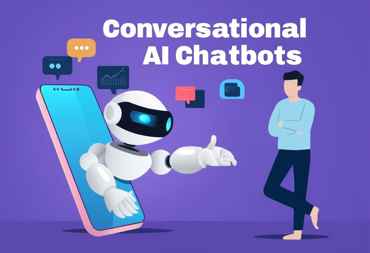 Digital-Illustration-Showcasing-Chatbot-Technology-In-Flat-Design