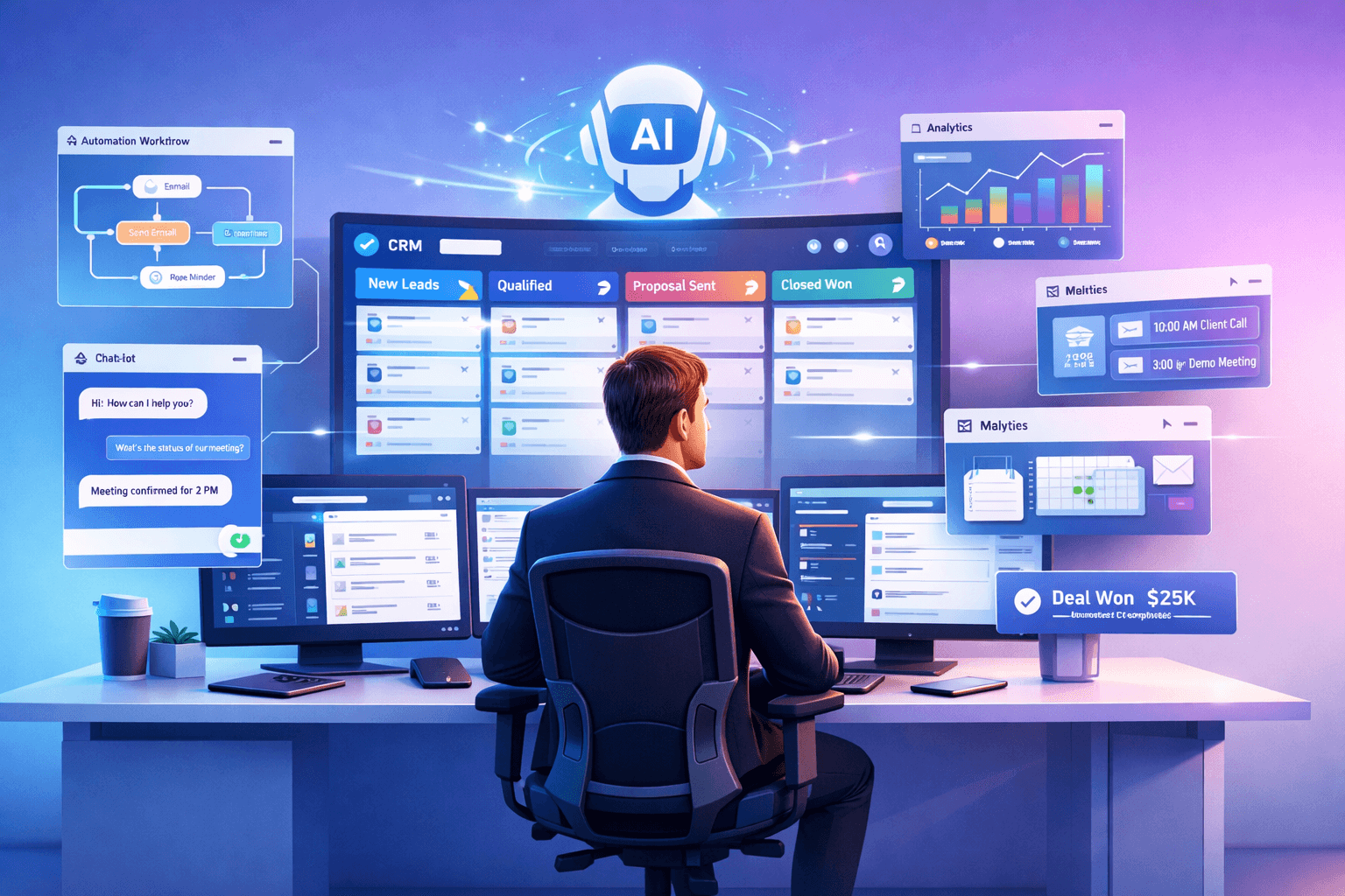 Manager using Automated CRM Software 