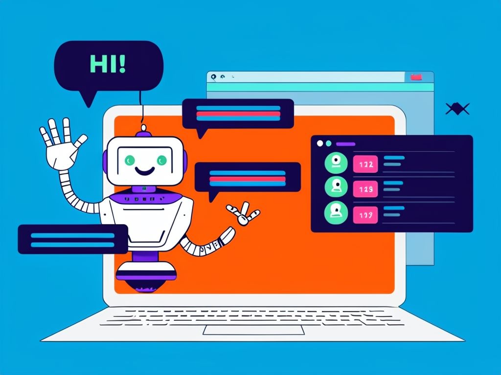 Vibrant-Illustration-Of-Laptop-With-Friendly-Robot-Character