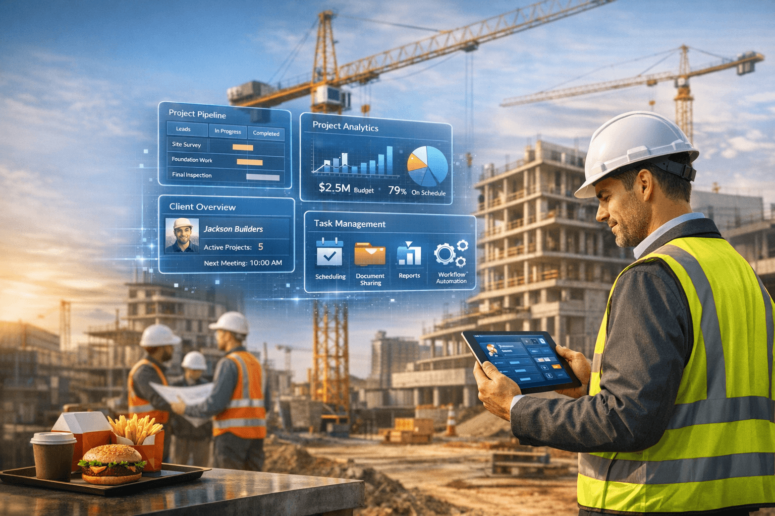 construction Worker using CRM Software 